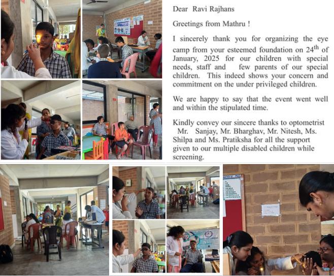 Eye camp at Mathru Learning Centre for Children wi...